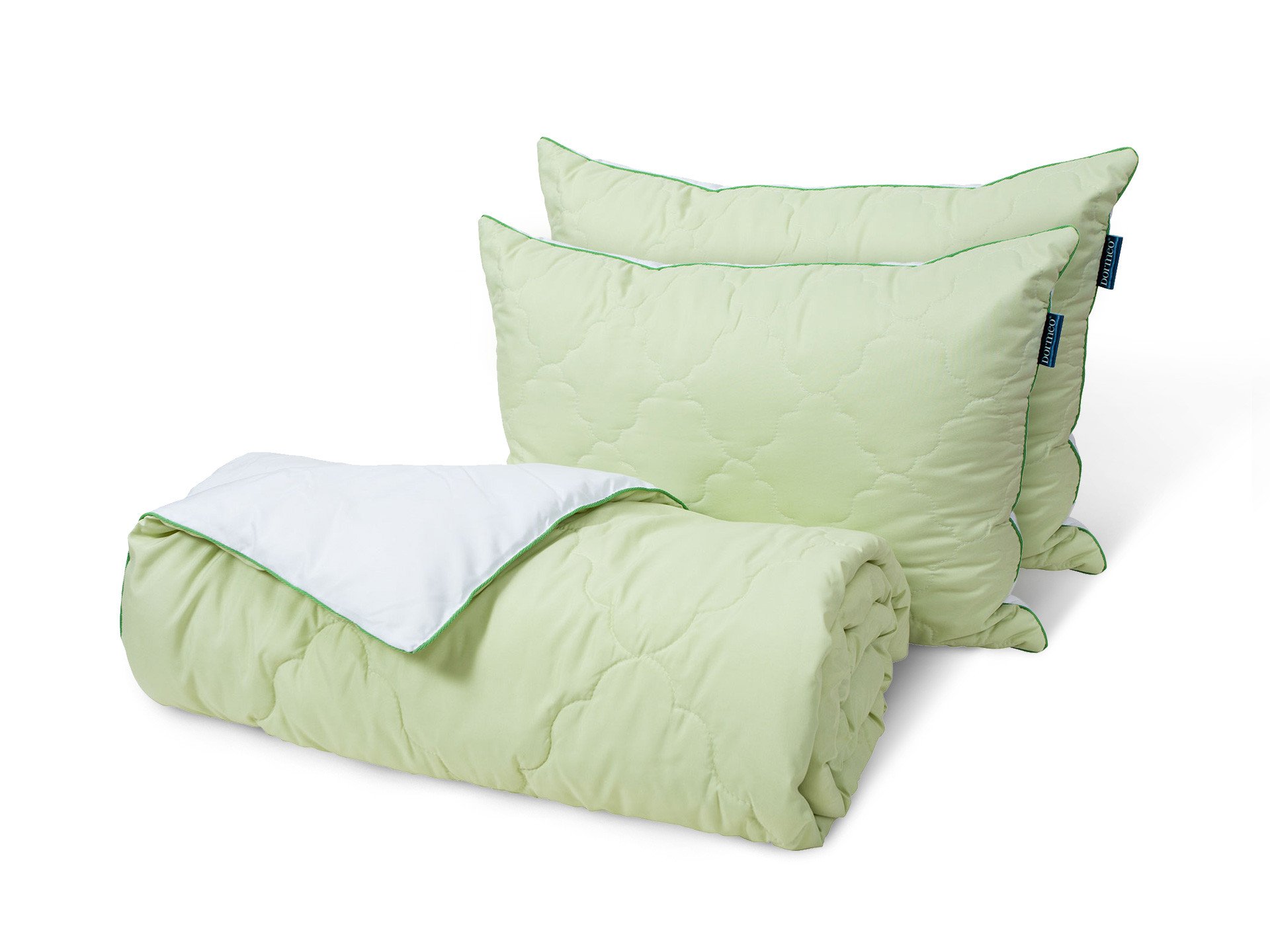 Набор одеяло и 2 классические подушки Dormeo Бамбук 140x200 см Зеленый/белый
