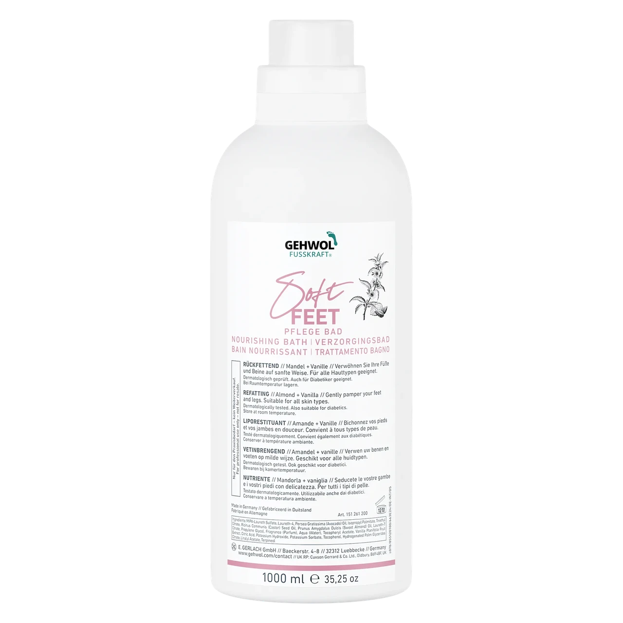 Ванна для ног Миндаль и Ваниль Gehwol Soft Feet Nourishing Bath 1000 мл