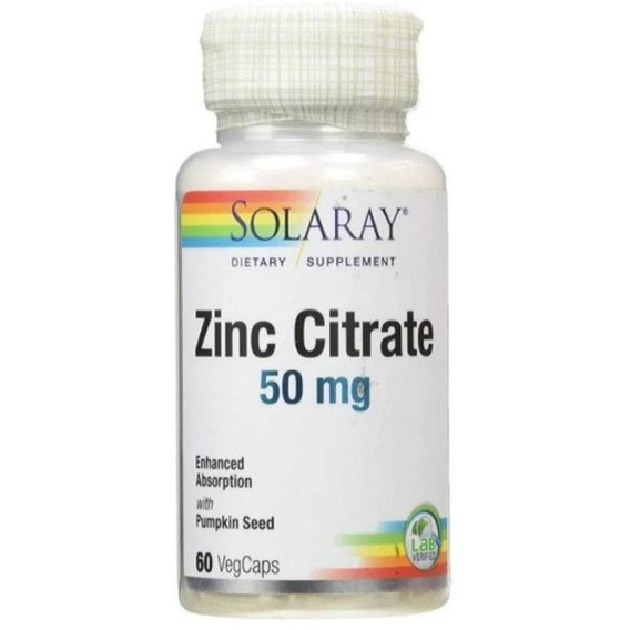 Микроэлемент Цинк Solaray Zinc Citrate 50 mg 60 Veg Caps SOR-47102