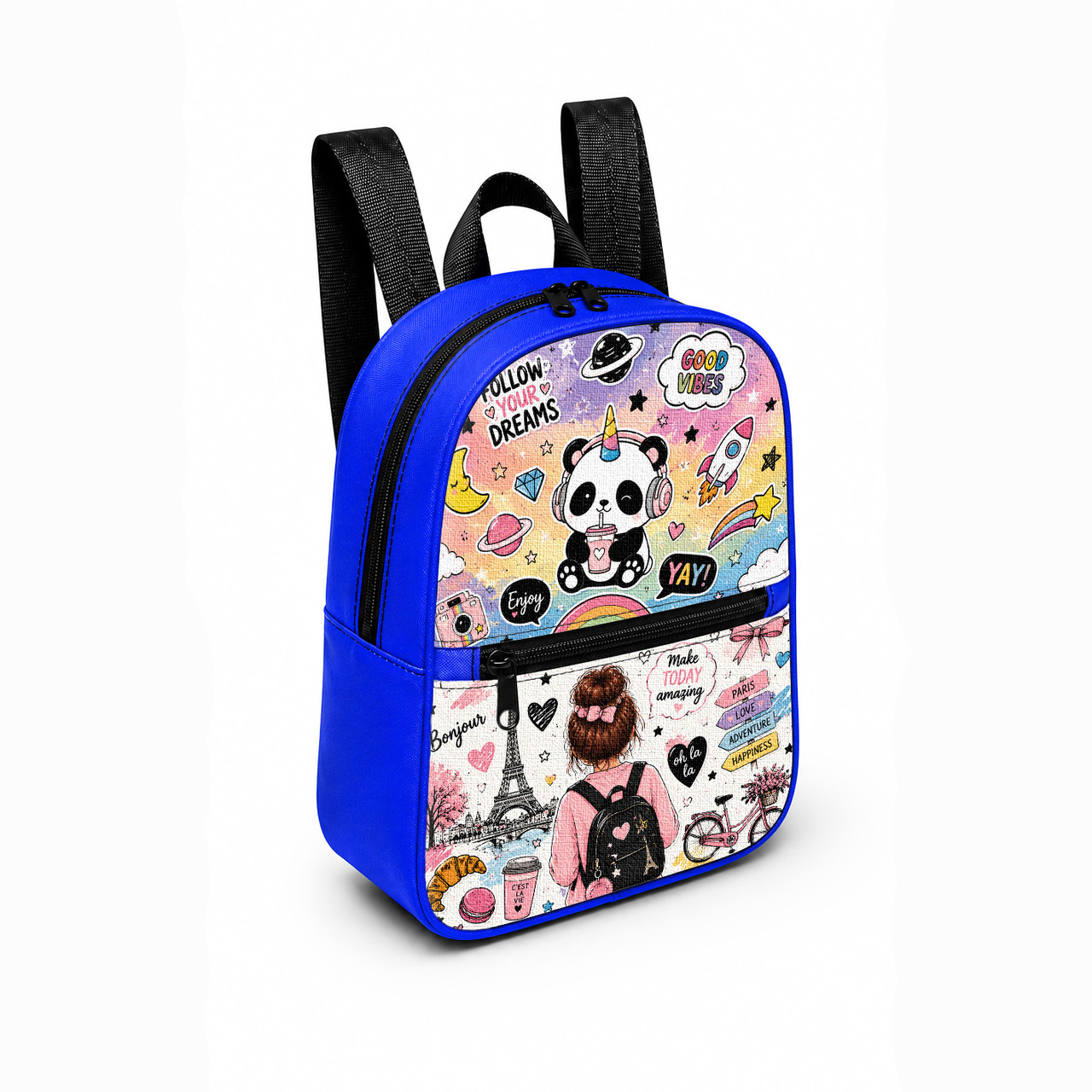 Дитячий міні-рюкзак для дівчинки Kawaii Panda 28×24×10 см, синій