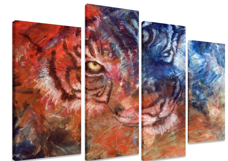 Модульна картина на полотні із чотирьох частин KIL Art Тигр Колоритний звір 129x90 см (M4_L_344)
