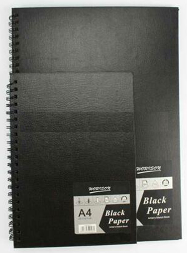 Альбом для ескізів і замальовок на спіралі Worison, чорні листи, А4, 60 аркушів