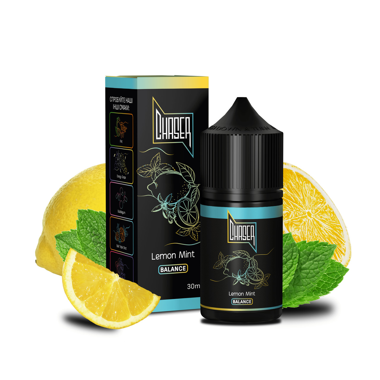 Солевая жидкость для вейпа CHASER Black Balance: LEMON MINT 30 ml 50 mg Лимон мята (15288-hbr)