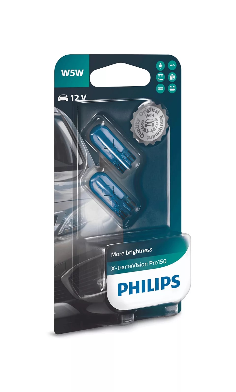 Автолампа Philips 12961XVPB2 W5W 12V W2.1X9.5d X-tremeVision Pro150 +150% 2шт/блистер