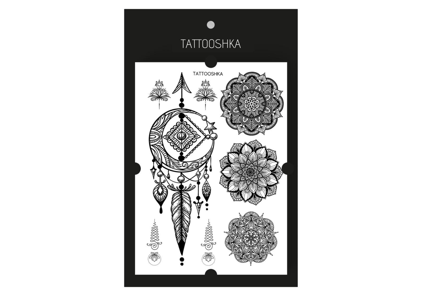 Временное переводное тату Набор с Мандалами Tattoshka 150x210 мм