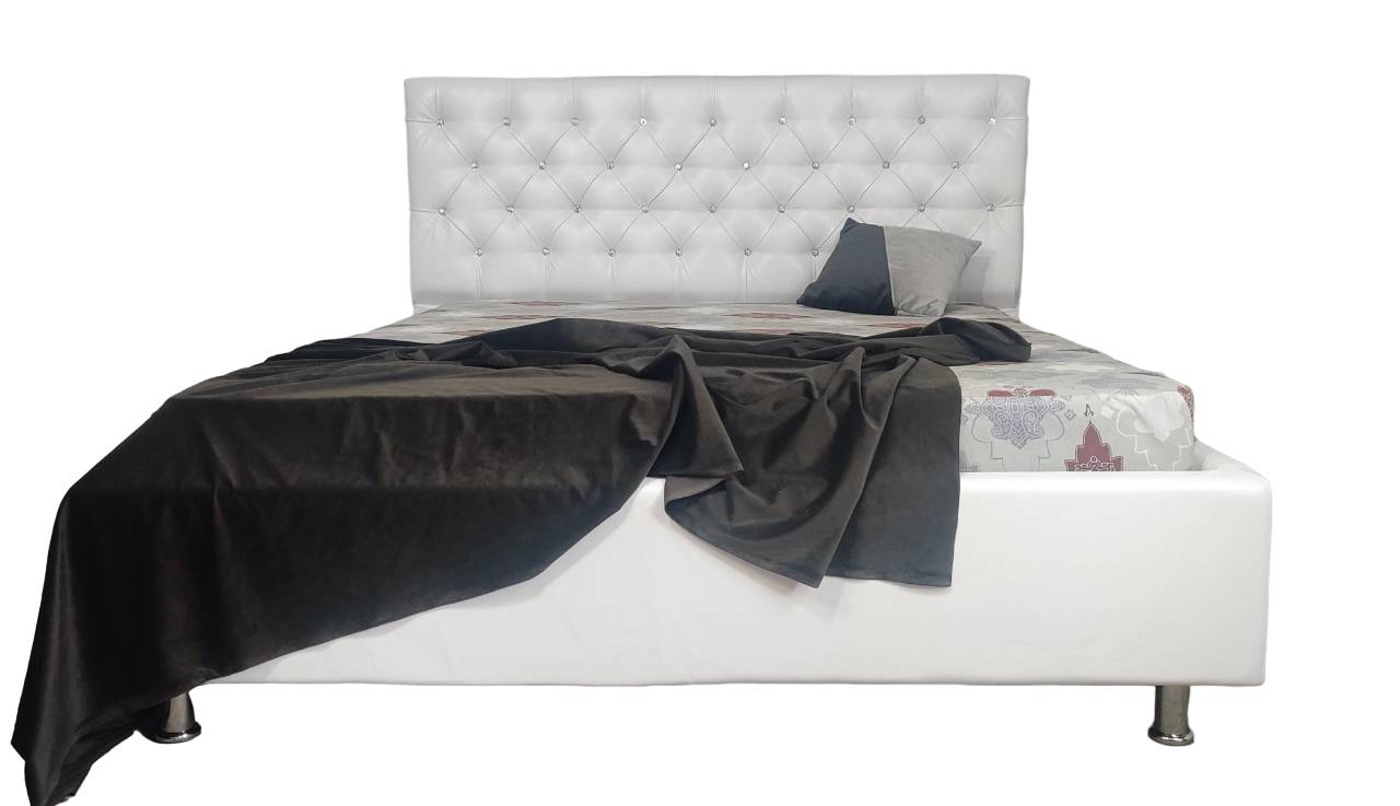 Ліжко BNB Arizona Comfort 90 х 200 см Стразы Екошкіра Білий