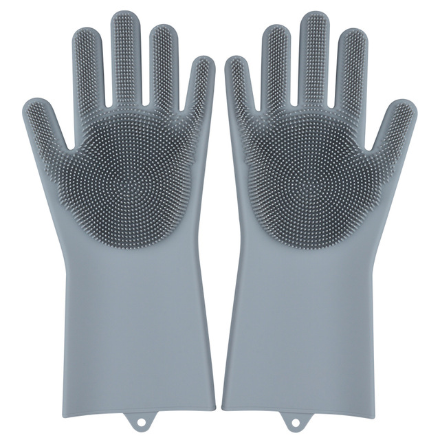 Силіконові багатофункціональні рукавички Magic Silicone Gloves з ворсом Сірі (200716)
