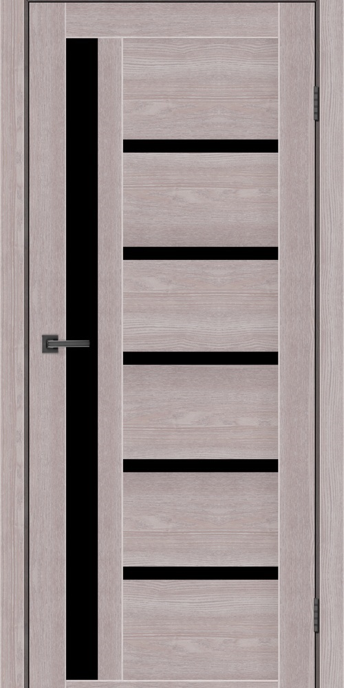 Дверное полотно MS Doors ORLEAN 60см дуб серый черное стекло сатин
