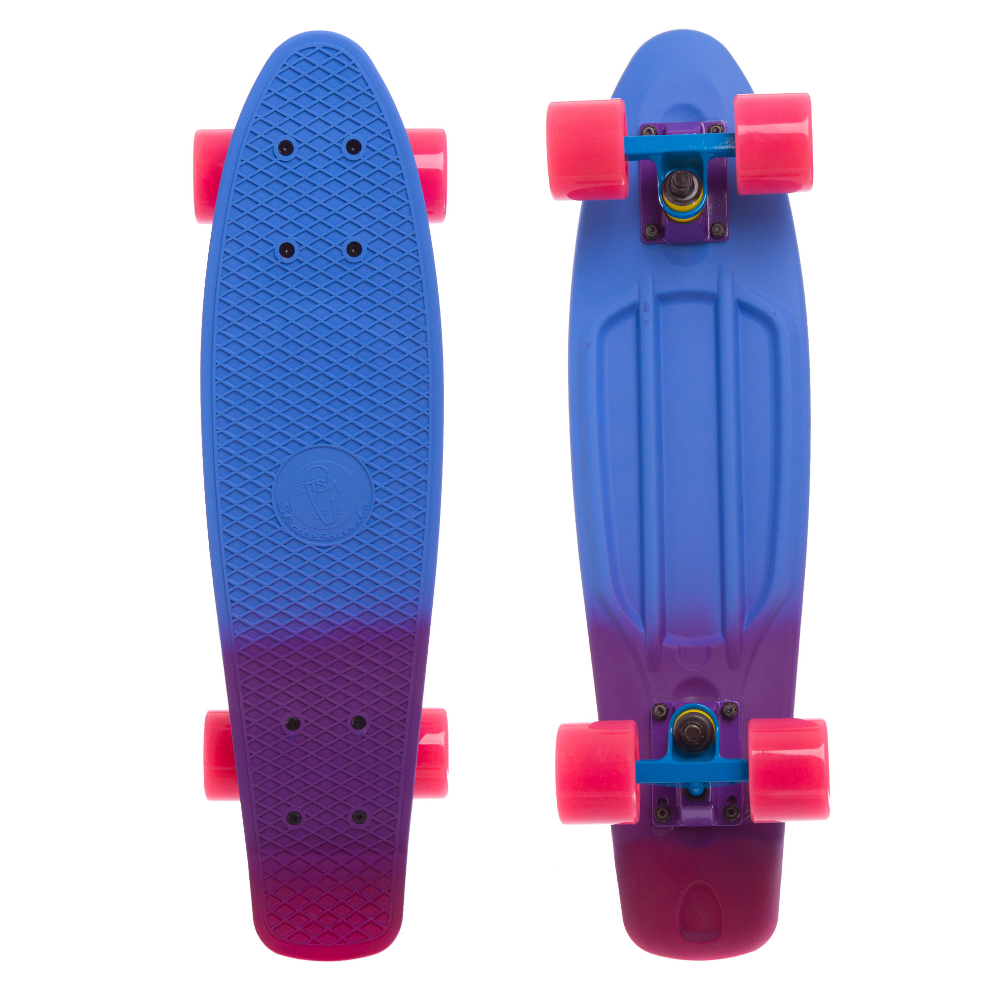 Скейтборд SP-Sport Penny RUBBER SOFT FISH SK-412-4 22 Голубой-фиолетовый-Розовый