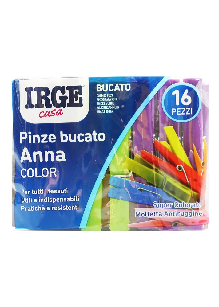 Прищепки для белья пластмассовые Irge 16 шт Цветные