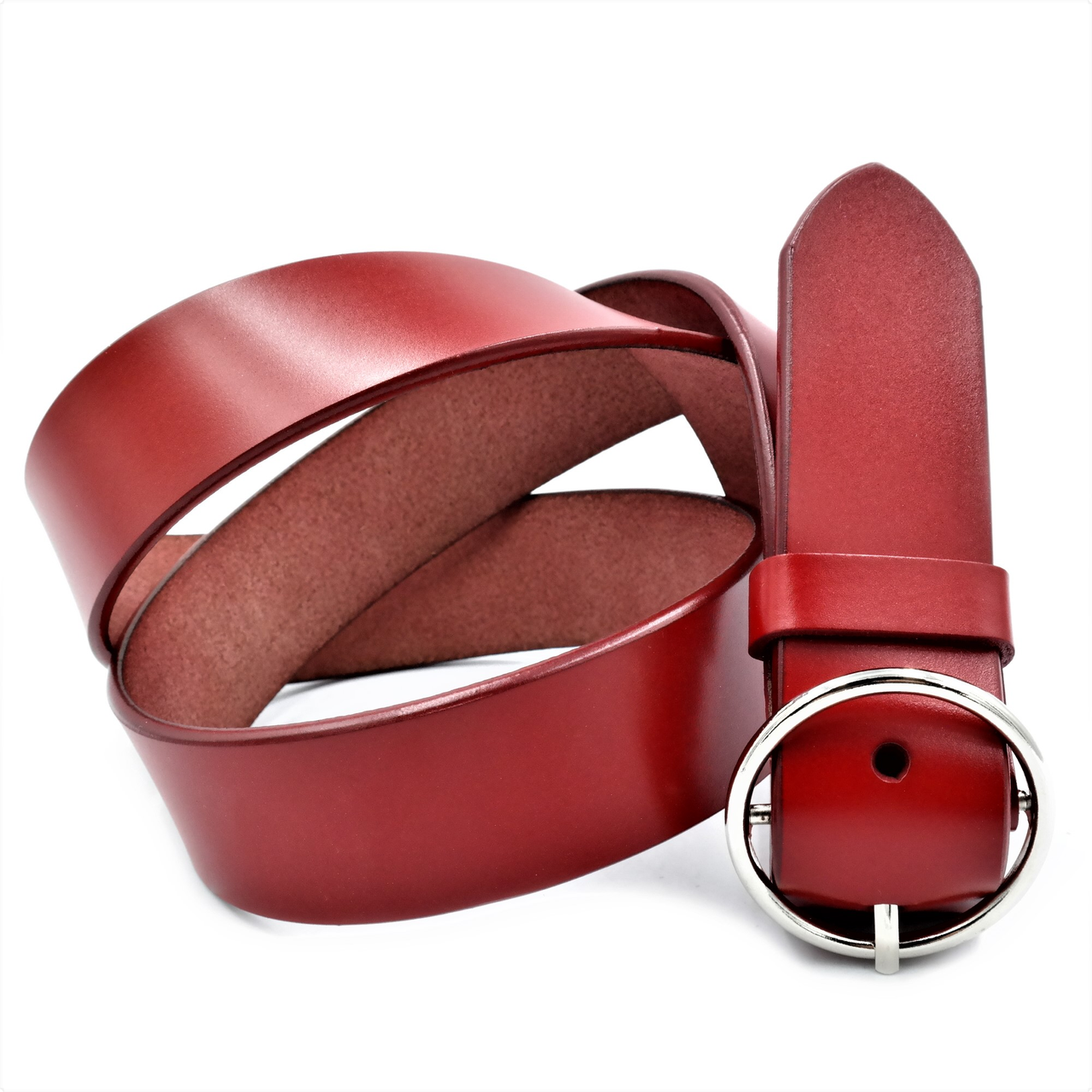Женский кожаный ремень Le-Mon 110-115 см Красный (nwzh-35k-0083)