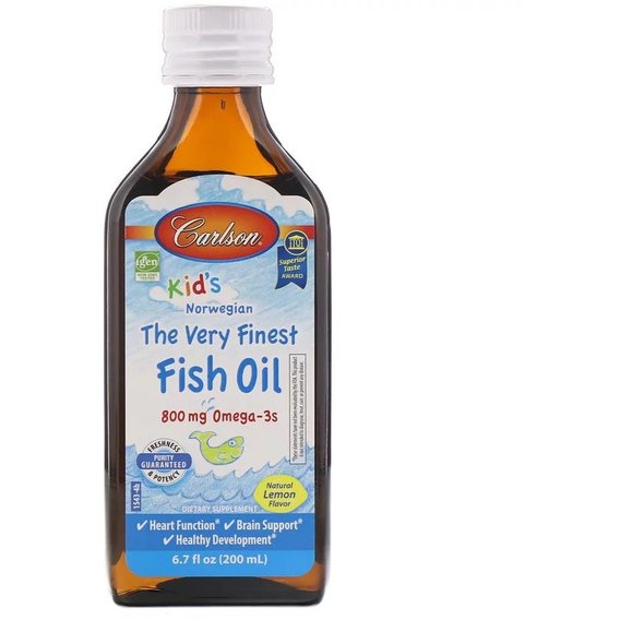 Омега 3 Carlson Labs Kid's The Very Finest Fish Oil 6.7 fl oz 200 ml Natural Lemon Flavor