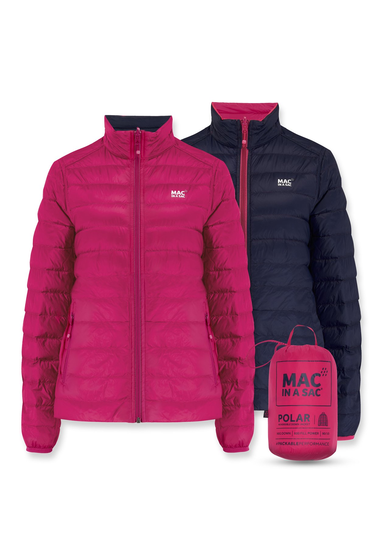 Пуховик Mac in a Sac POLAR REVERSIBLE DOWN JACKET WMS XXL Fuchsia/Navy (1190FU/NAV 18)