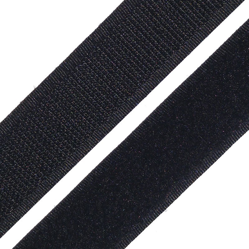 Липучка Велкро текстильна посилена Студия Комфорта 25мм Чорний Петля (М'яка частина) 1м