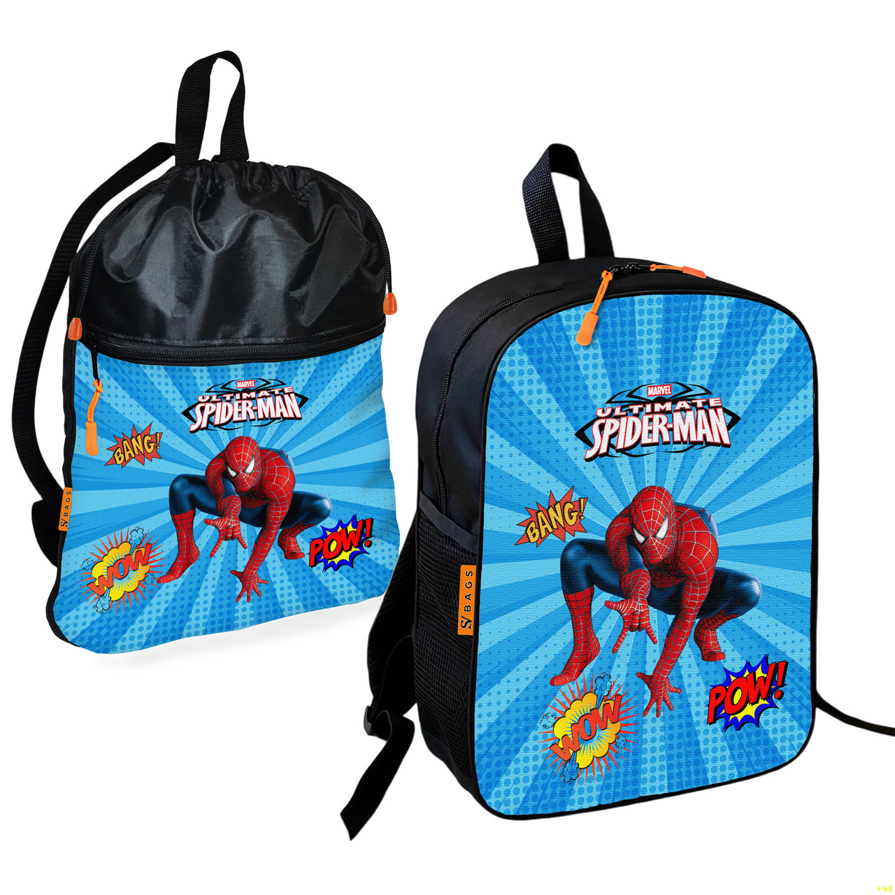 Дитячий шкільний рюкзак Spider-Man 36×27 см з сумкою для взуття, водонепроникний, набір 2 шт