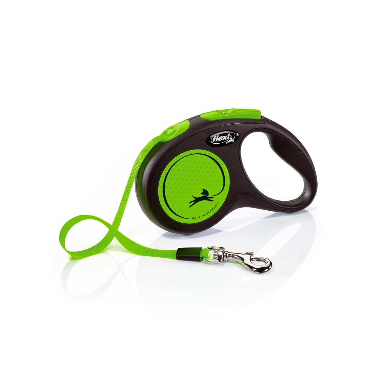 Поводок рулетка для собак мелких и средних пород Flexi New Neon S 5 м до 15 кг зелёный
