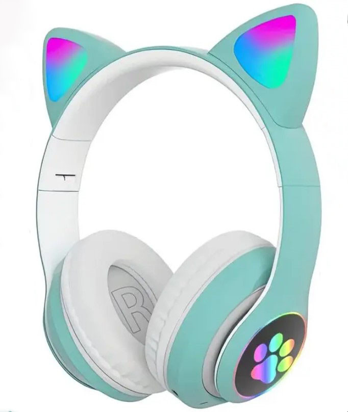 Наушники Bluetooth MDR CAT ear VZV-23M 7805 с подсветкой Mint