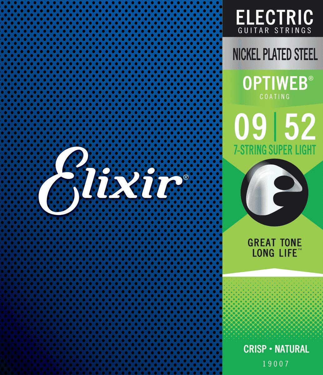 Струни для електрогітари Elixir 19007 Optiweb Nickel Plated Steel 7-String Super Light 9/52