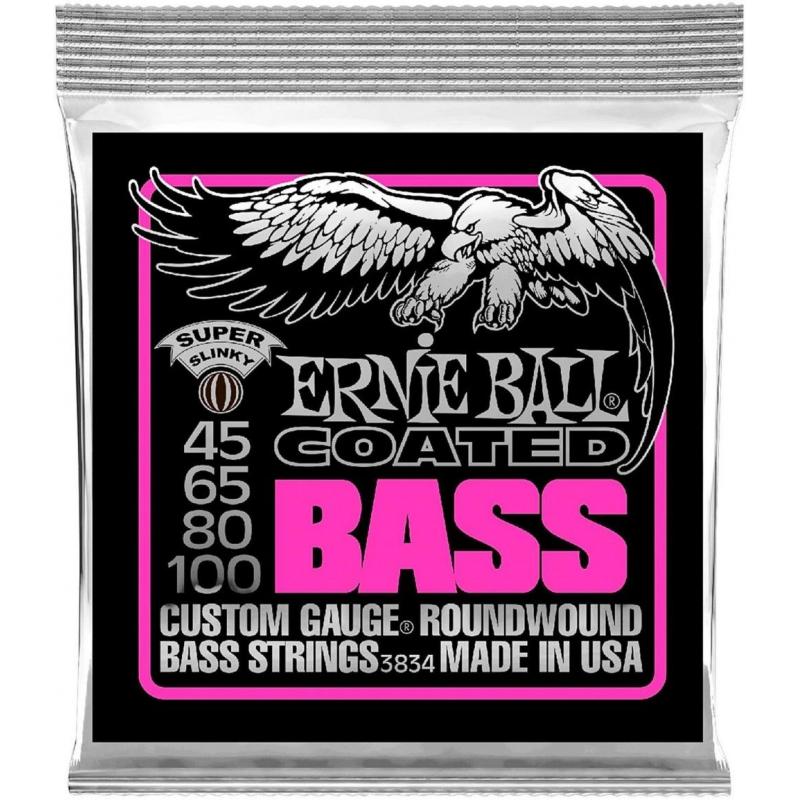 Струни для бас-гітари Ernie Ball 3834 Coated Super Slinky Bass 4-Strings 45/100