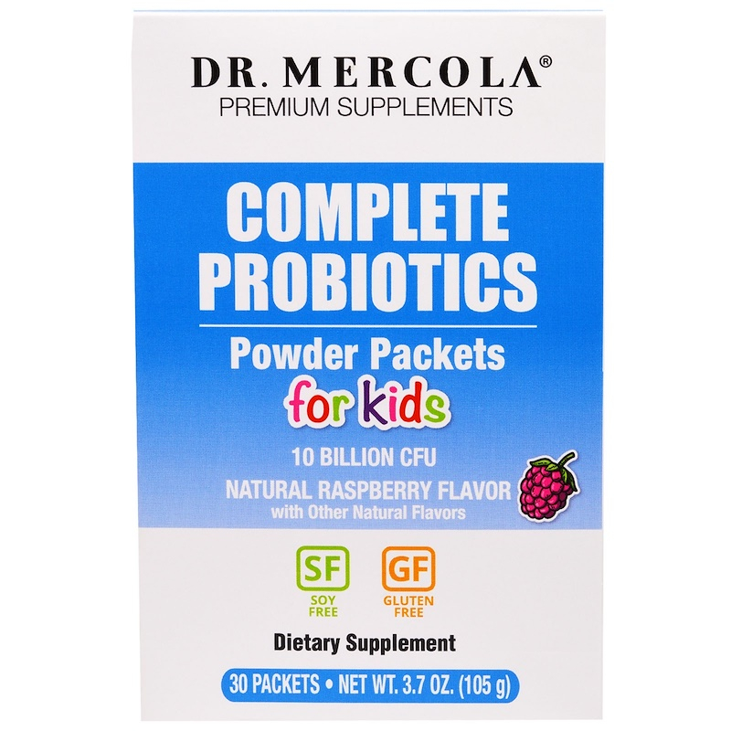 Пробиотики для детей со вкусом малины Complete Probiotics Dr. Mercola порошок 30 пакетов по 3.5 г (15741)