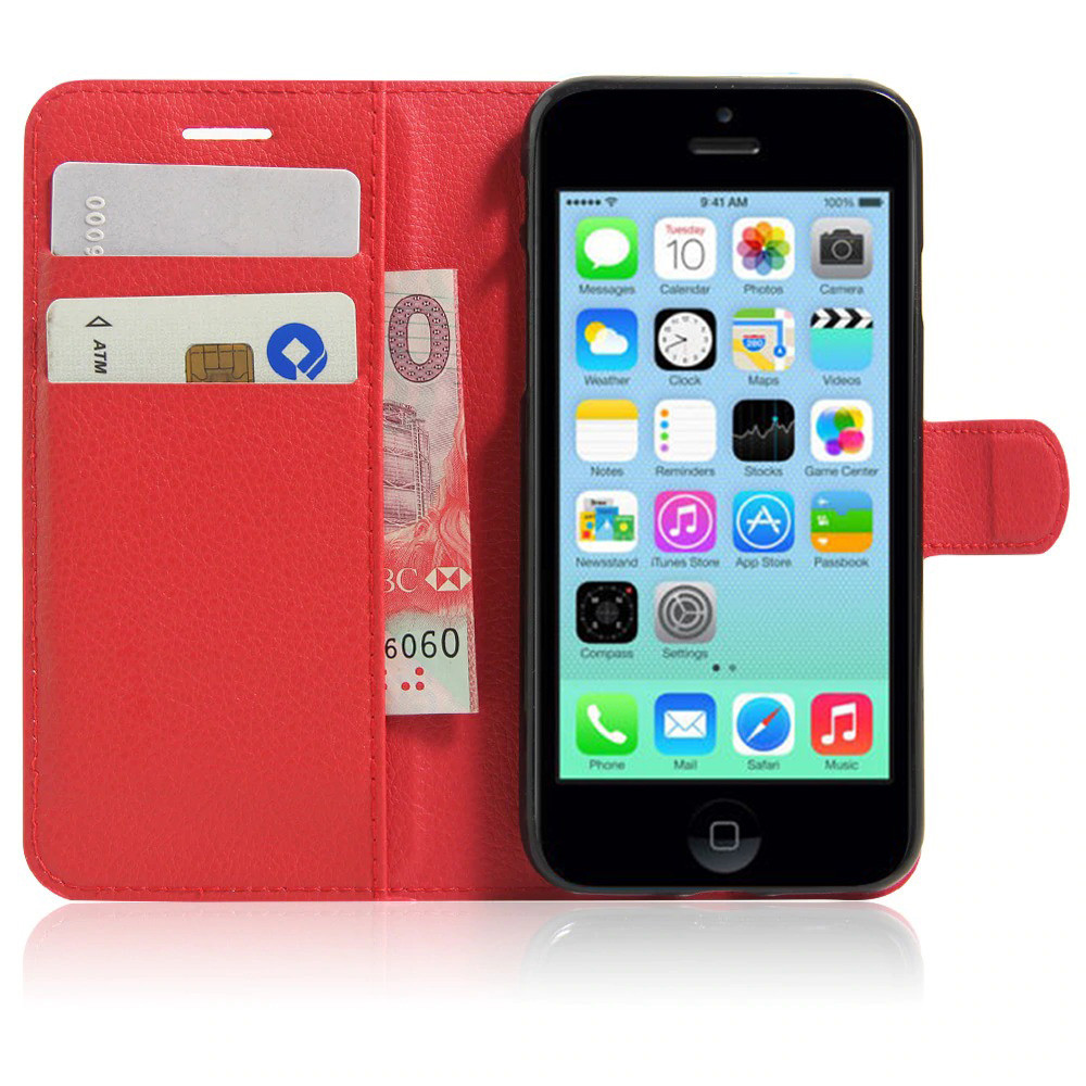 Чехол-книжка Litchie Wallet для Apple iPhone 5 / 5S / SE Красный (hub_pHuV90001)