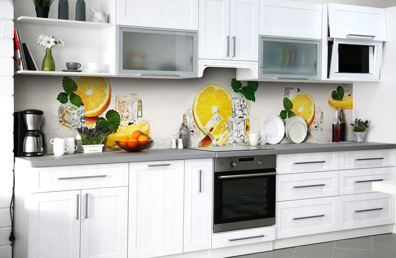 Наклейка на скинали Zatarga на кухню «Холодный лимон» 650х2500 мм виниловая 3Д наклейка кухонный фартук самоклеящаяся
