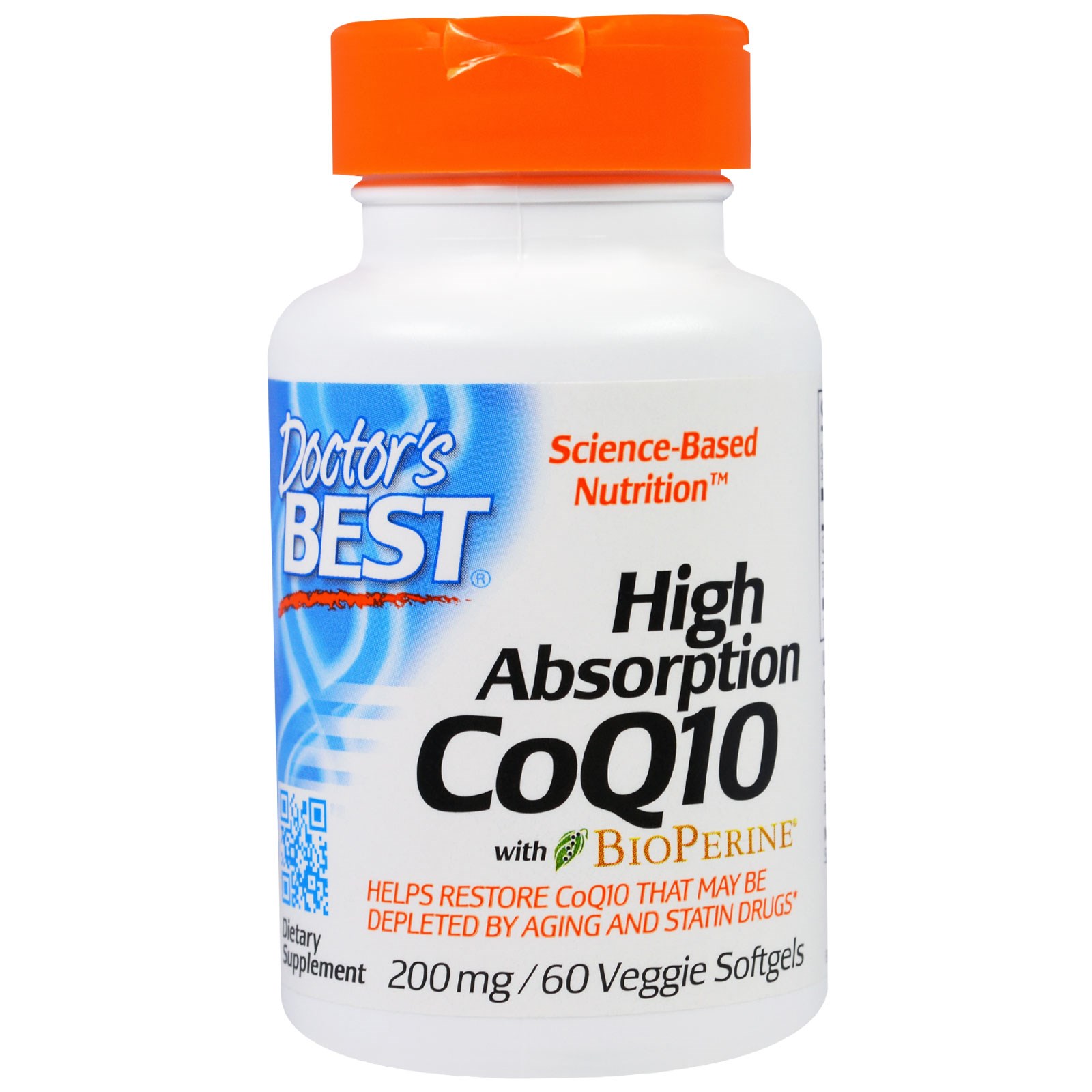 Коэнзим Q10 Doctor's Best Высокой Абсорбации 200 мг BioPerine 60 желатиновых капсул (DRB00412)