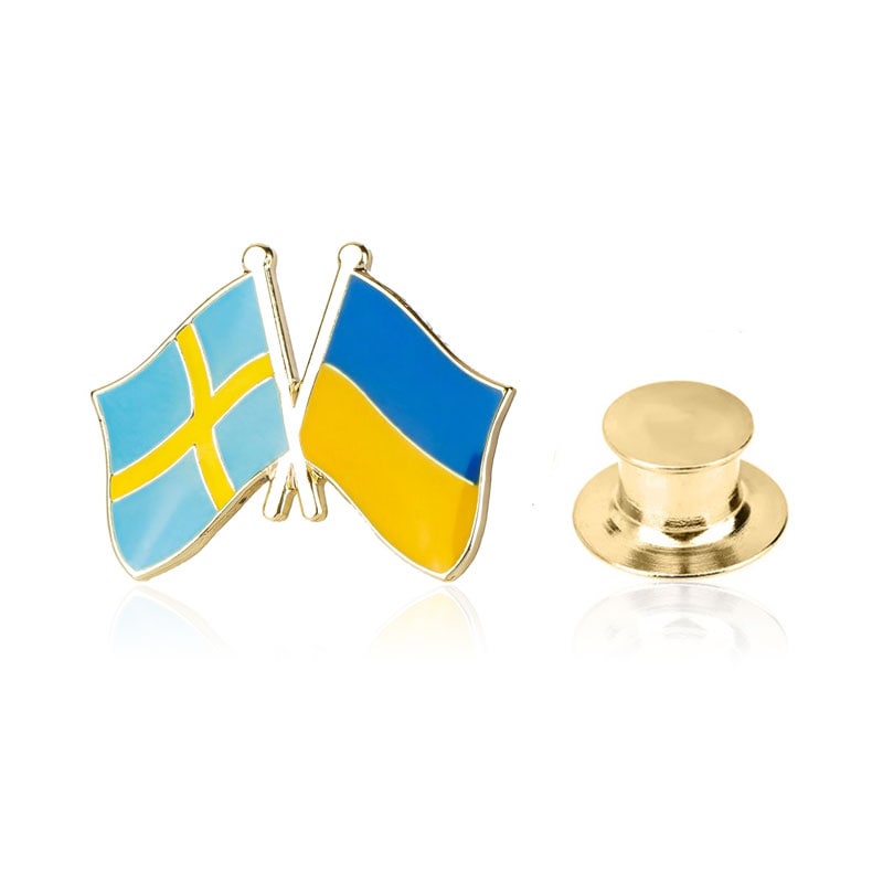Значок BROCHE Флаг Швеция-Украина разноцветный BRGV112804
