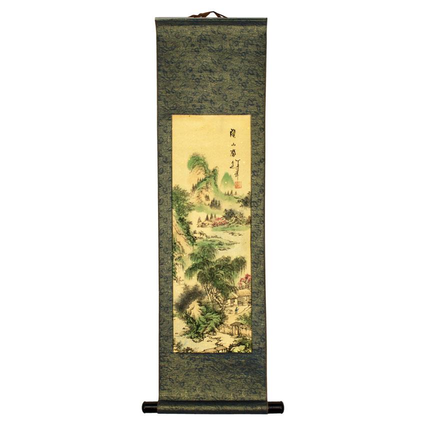 Настінний сувій Traditional Chinese Art Пейзаж Шовк Рисовий папір Фарби 90х25 см (25033)