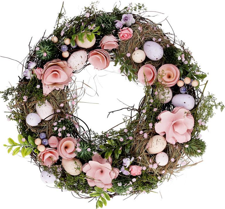 Декоративный венок Pink Flowers диаметр BonaDi 31 см DP85096
