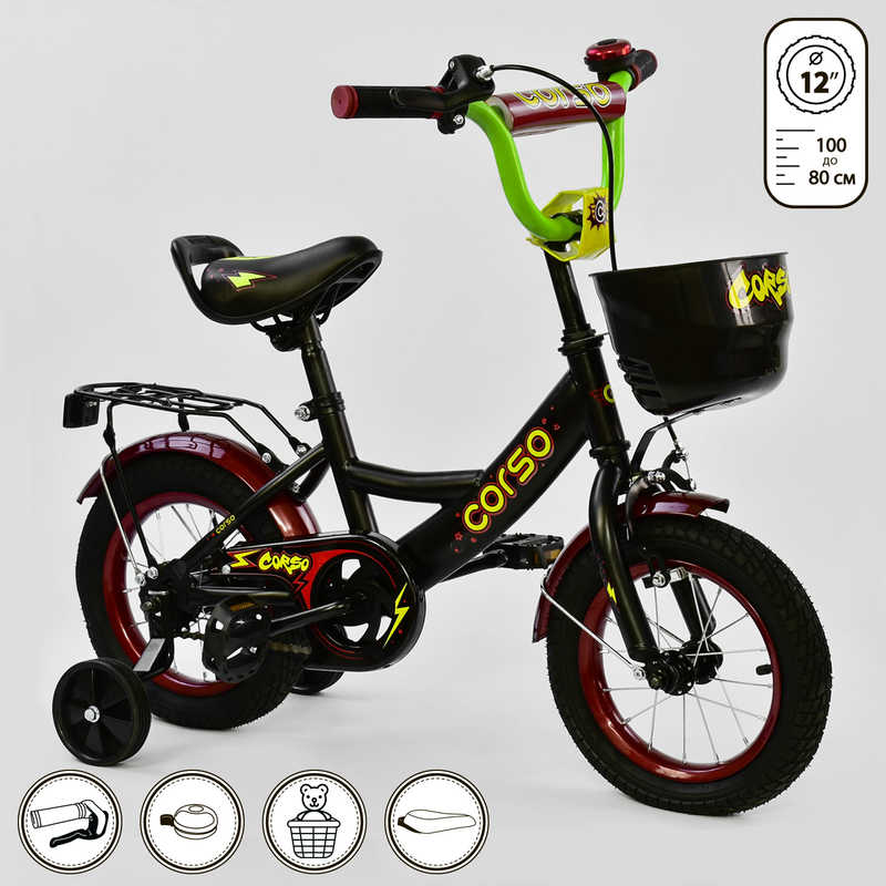 Велосипед 2-х колісний G-12172 CORSO Чорний (IG-75414)