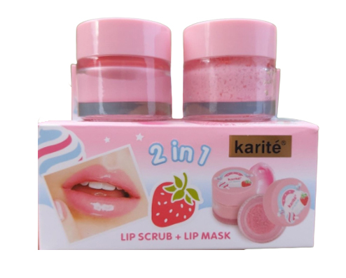 Маска для губ та цукровий скраб Karite 2 in1 Strawberries Cotton Candy