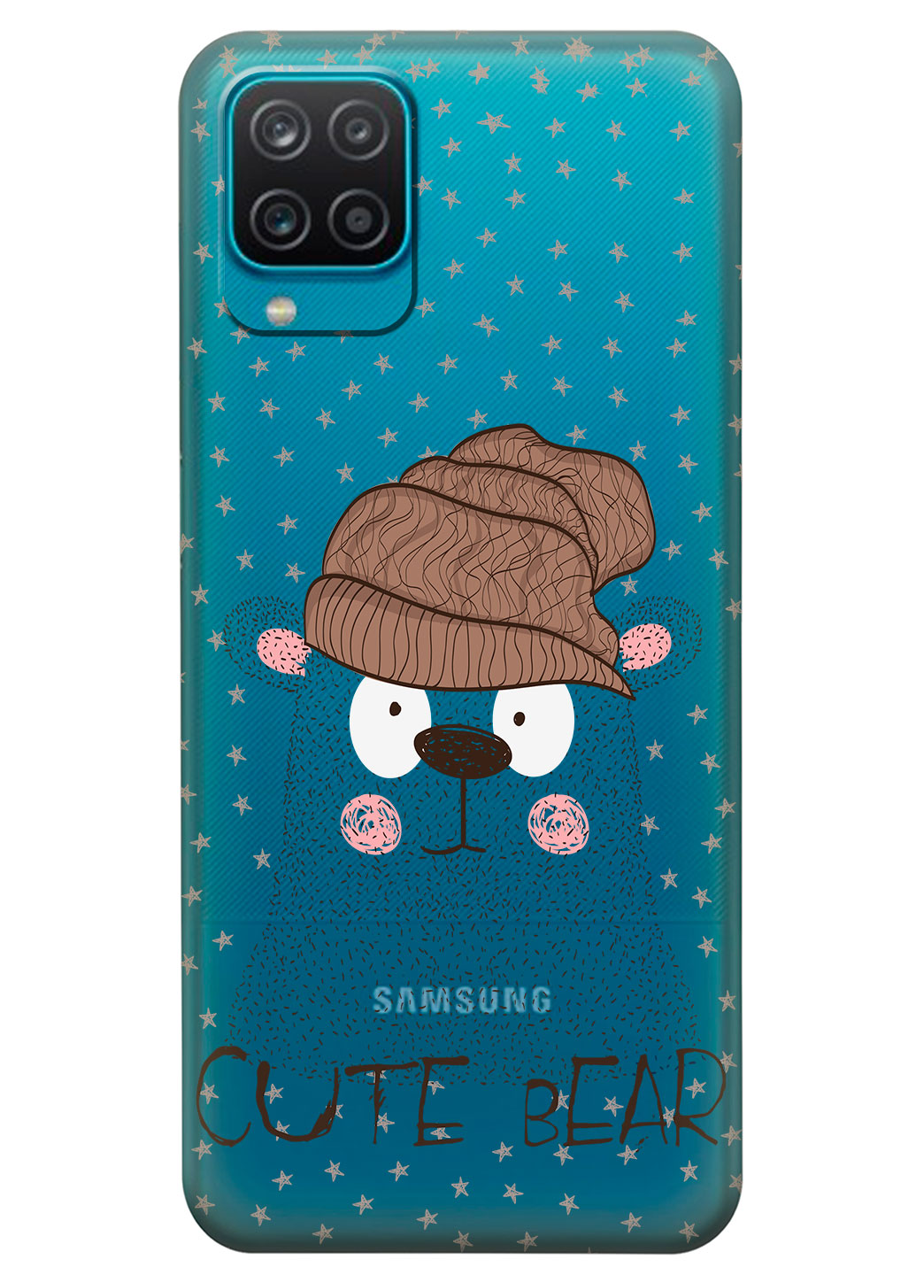 Прозорий силіконовий чохол iSwag для Samsung Galaxy M12 з малюнком - Ведмідь (KS14834)