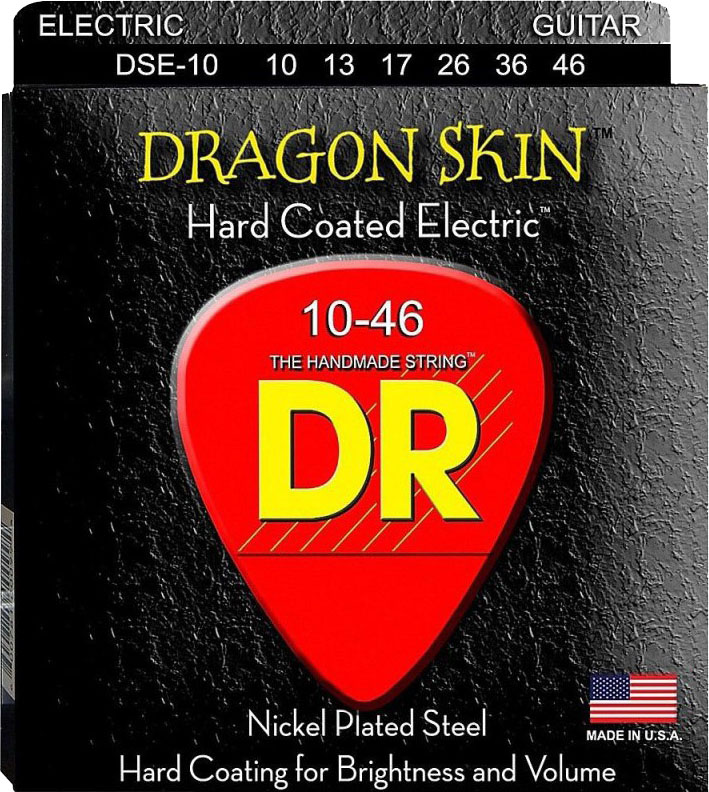 Струни для електрогітари 6 шт DR DSE-10 Dragon Skin K3 Coated Electric Guitar Strings 10/46