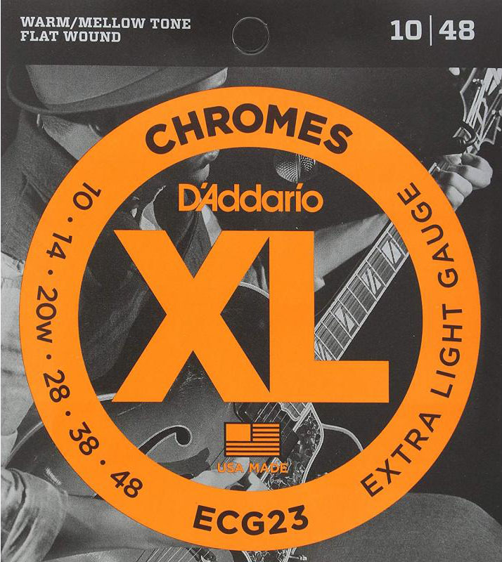 Струни для електрогітари D'Addario ECG23 Chromes Flat Wound Extra Light Electric Strings 10/48