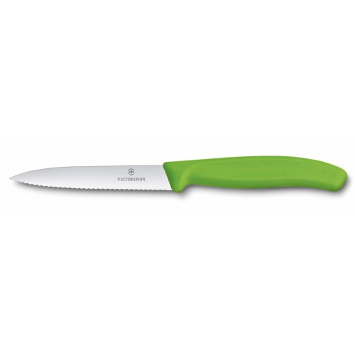 Кухонный нож Victorinox SwissClassic для нарезки 100 мм серрейтор Зеленый (6.7736.L4)