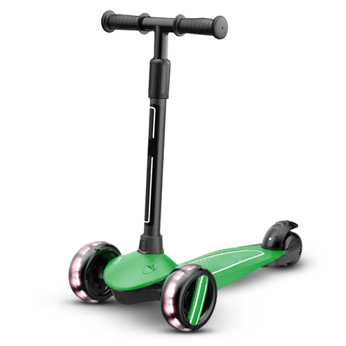 Детский трехколесный самокат c подсветкой складной Kick Scooter Зеленый