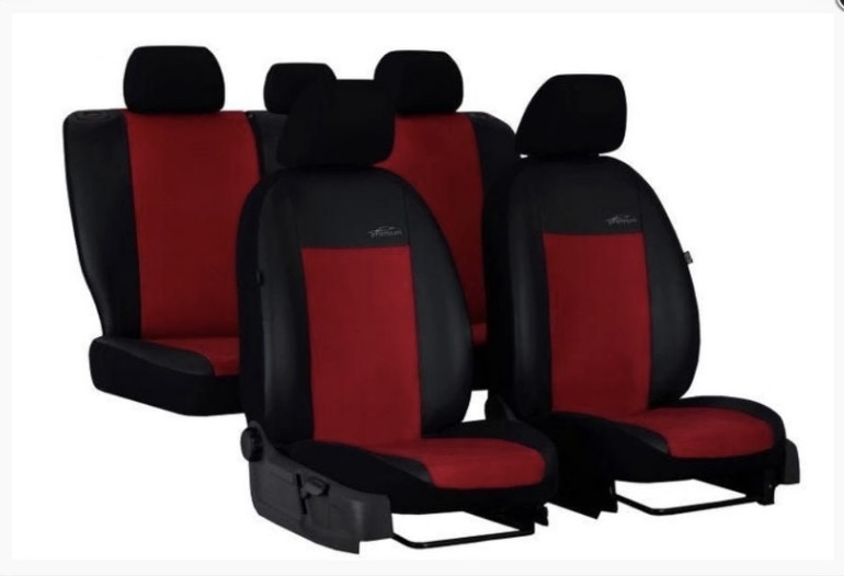 Универсальные авто чехлы на сиденья Pok-ter Premium Unico с красной вставкой алькантара