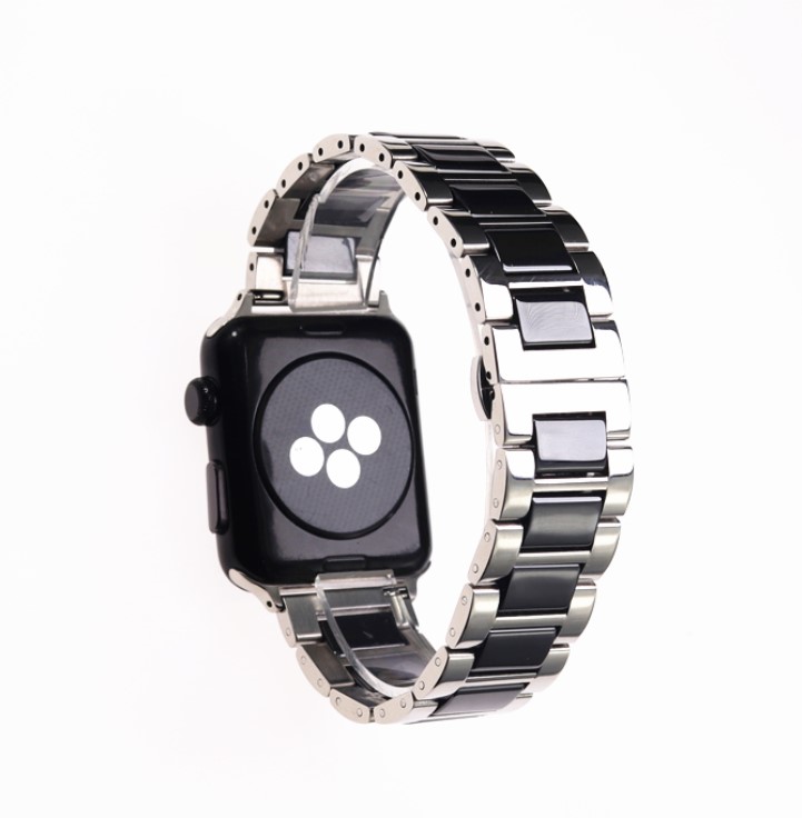 Браслет BeWatch для Apple Watch series 3 4 | 5 | 6 із шириною корпусу 42|44mm сталь-кераміка Сріблясто-чорний (1026411)