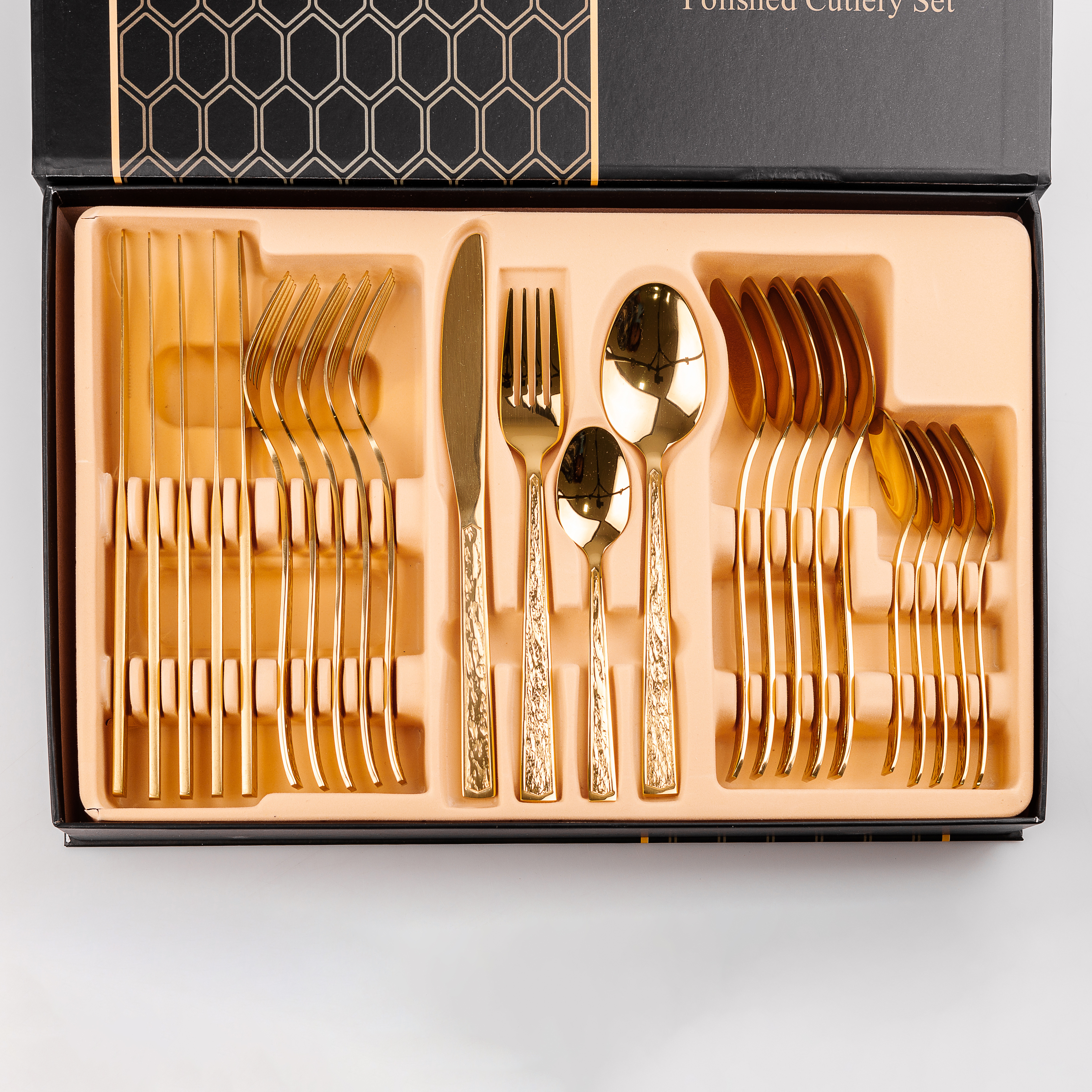Набор столовых приборов TS Kitchen на 6 персон с золотой фактурой (HP9693)