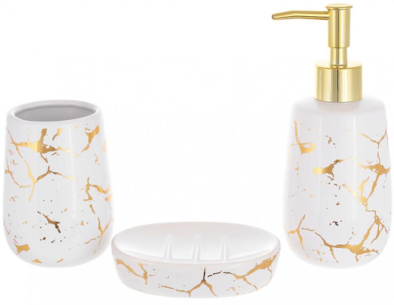 Набор керамических аксессуаров для ванной комнаты Golden Marble 3 предмета ceramic DP219256 BonaDi