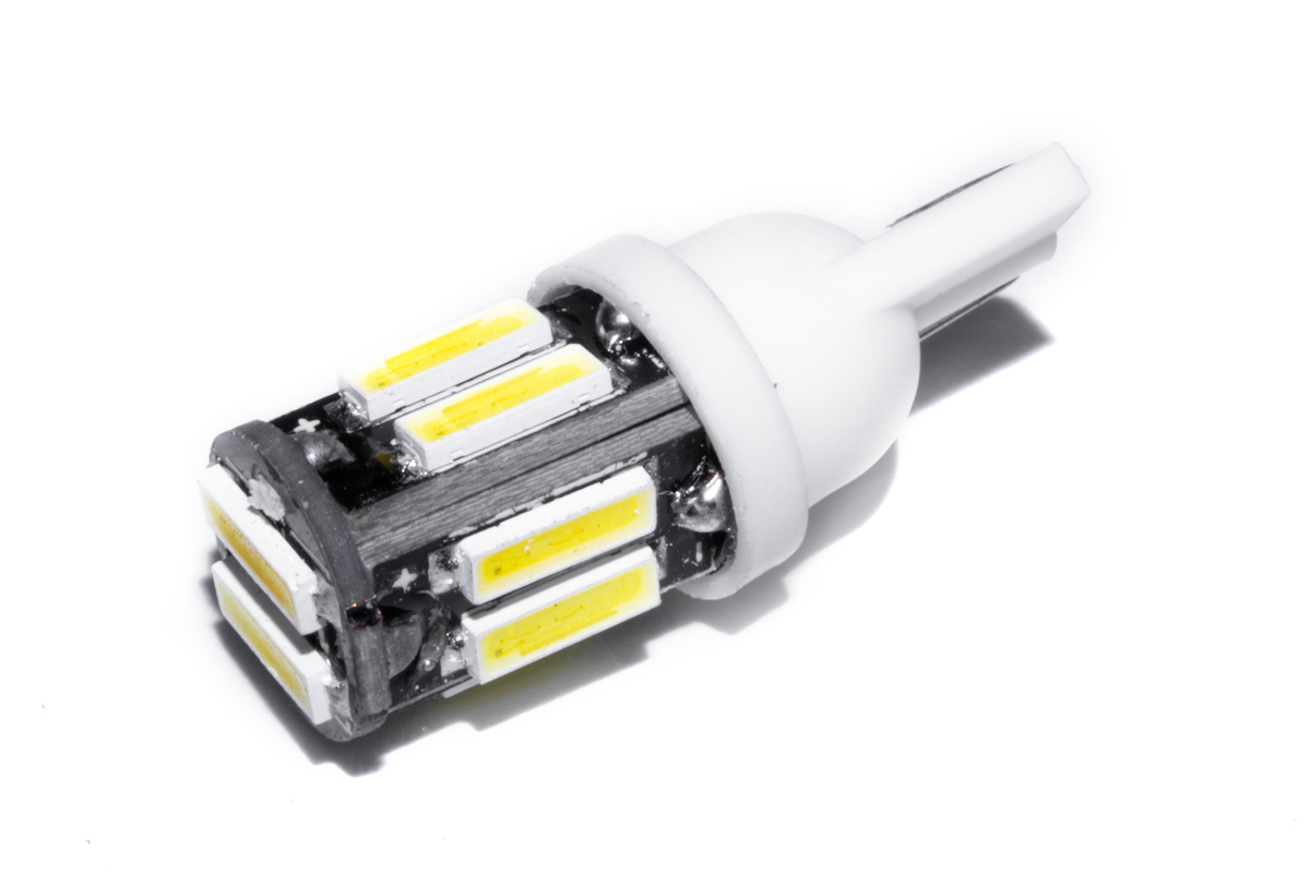 Светодиодная лампа AllLight T10 10 диодов 7014 W2,1x9,5d 12V WHITE