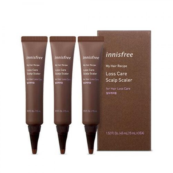 Средство для жирной кожи против выпадения волос Innisfree My Hair Recipe Loss Care Scalp Scaler 15 мл*3 (8809612867719)