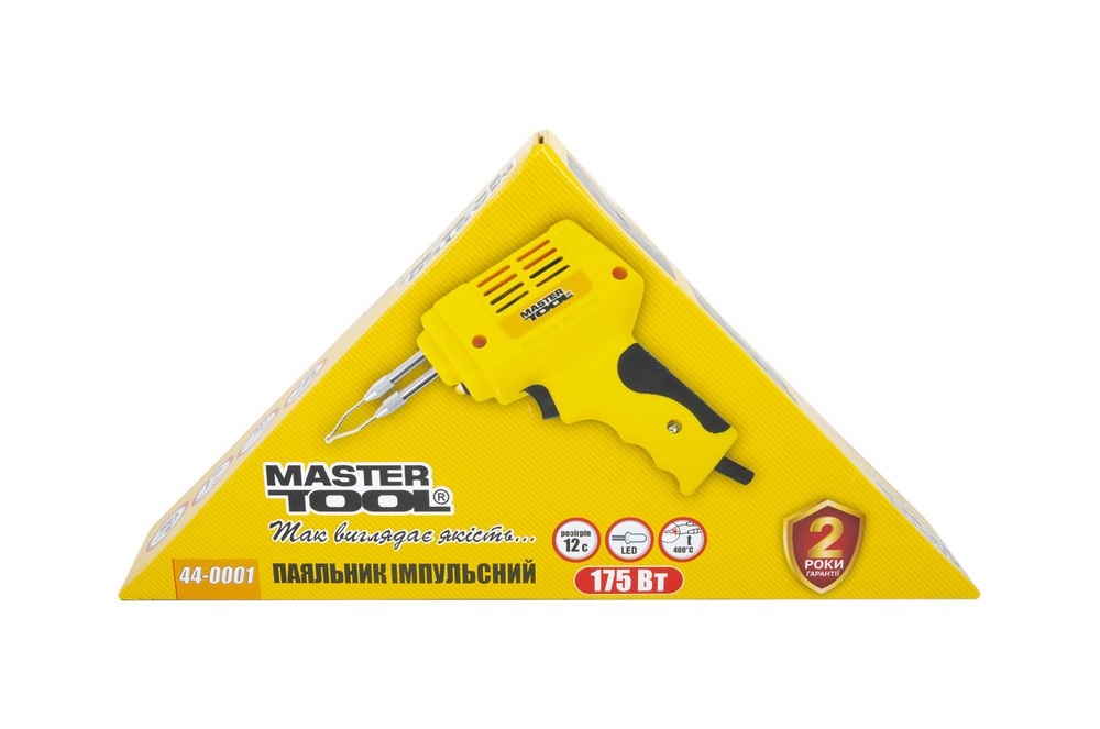 Паяльник импульсный с трансформатором MASTERTOOL 175 Вт/220–240 V/50 Hz 0–400°С LED Yellow and Black (44-0001)