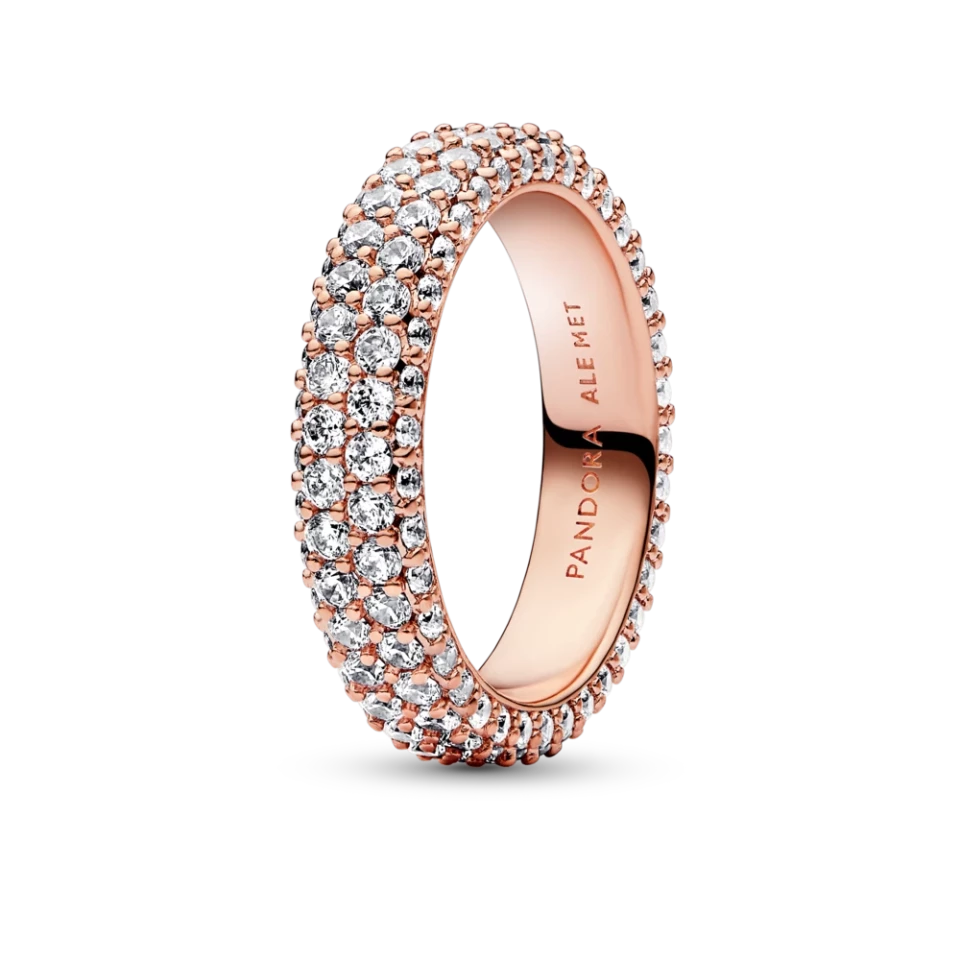 Серебряное кольцо Pandora "Два ряда паве" 50