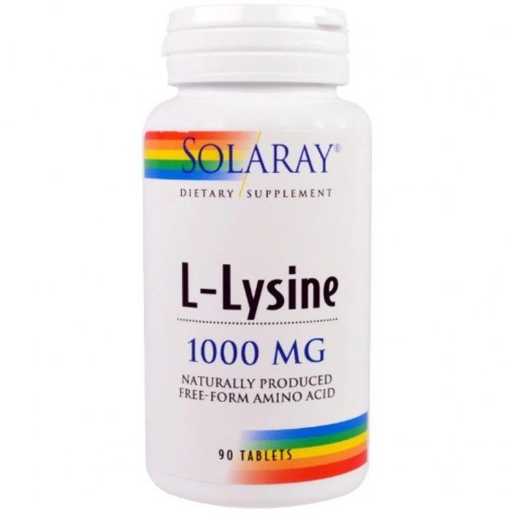 Лизин Solaray L-Lysine 1000 mg 90 Tabs SOR-04860