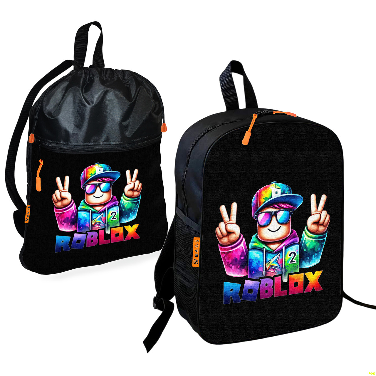 Дитячий шкільний рюкзак з сумкою для взуття Roblox, водонепроникний, 2 шт