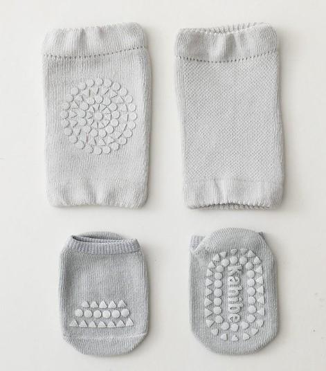 Набір наколінників та шкарпеток дитячих для повзання малюків Hoz Children Knee One Size Grey (SK001586)