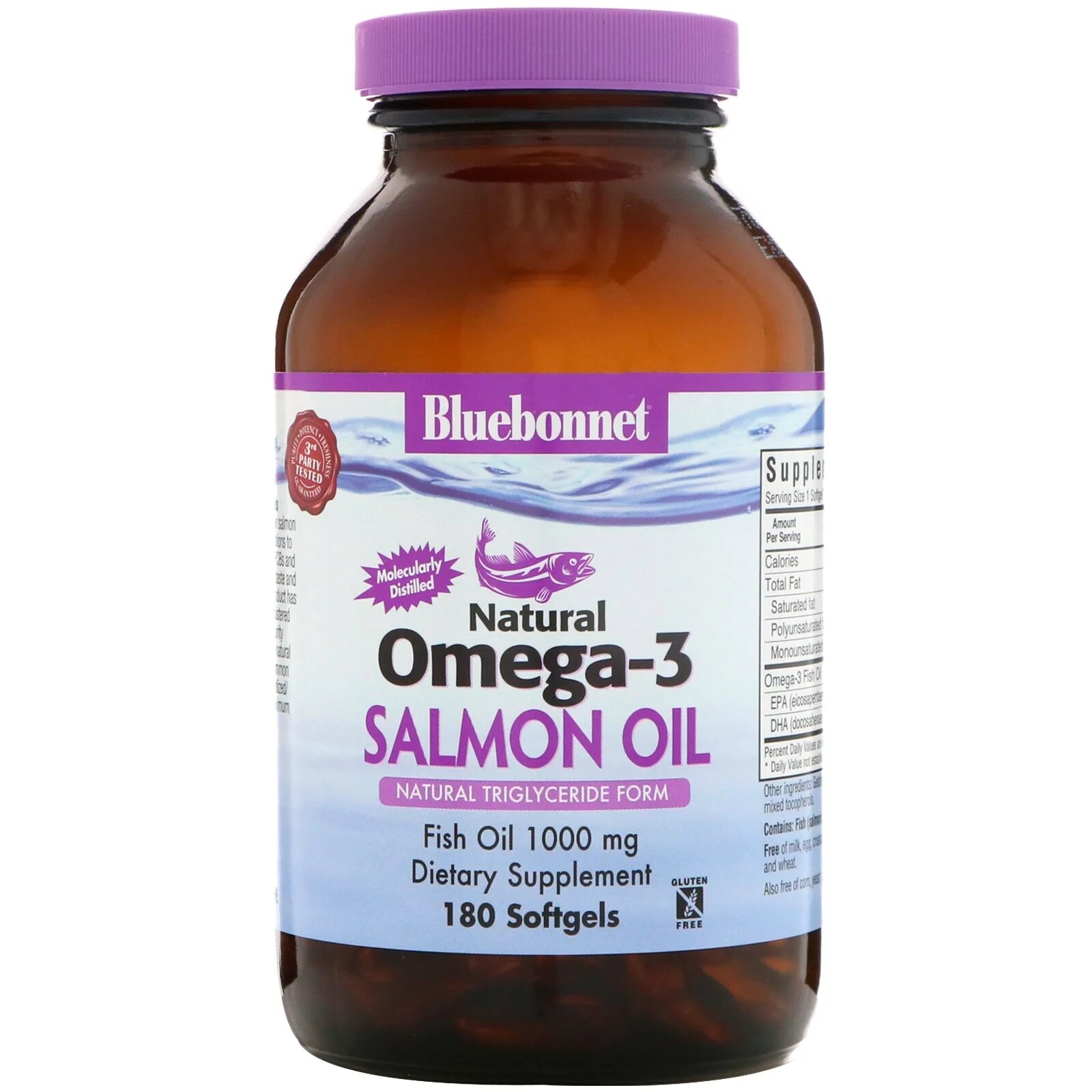 Натуральна Омега-3 із Лососевого жиру Bluebonnet Nutrition 180 желатинових капсул