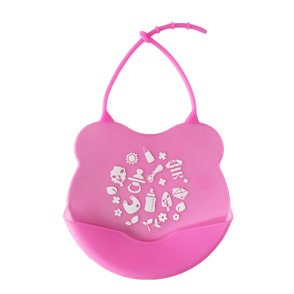 Детский слюнявчик Мини Mega Zayka MGZ-0604(Pink) силиконовый